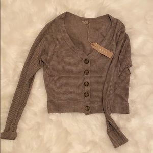 Button up twill sweater